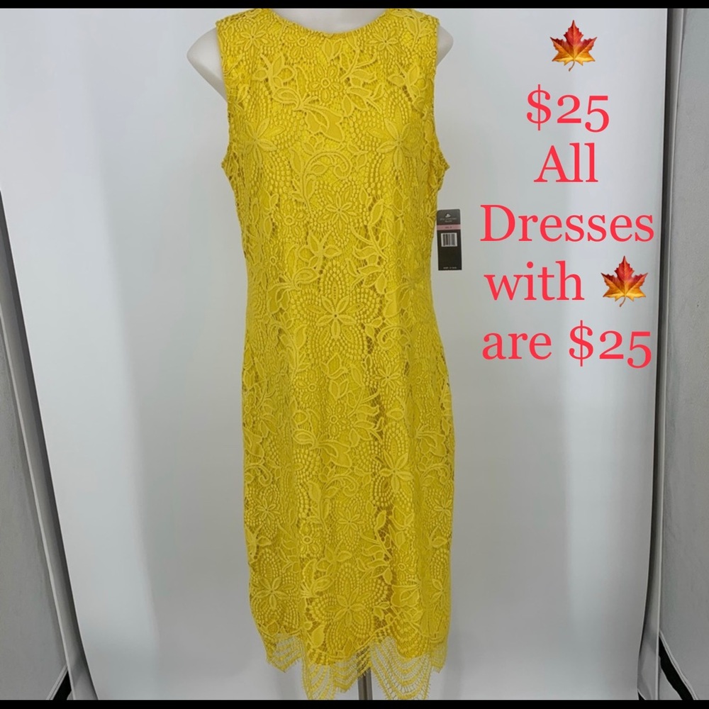 🍁Sharagano Yellow Lace Dress